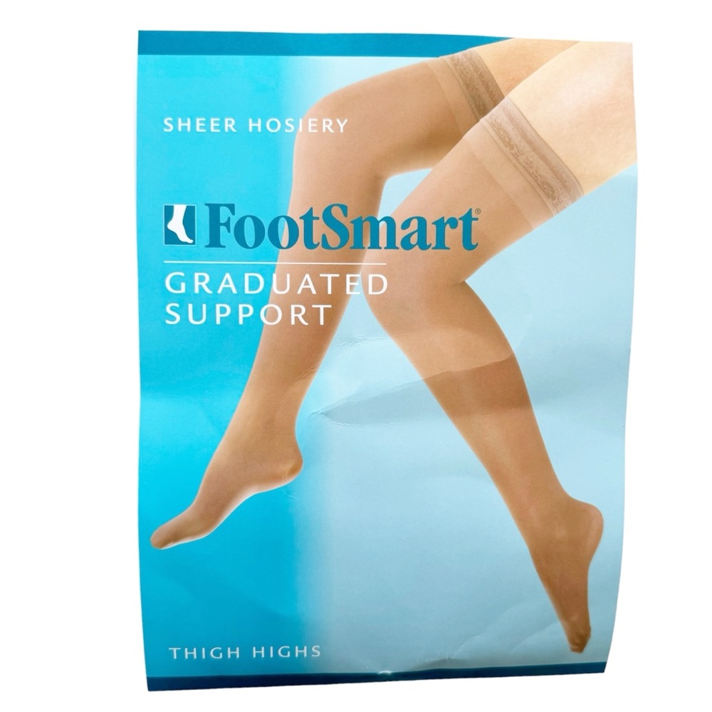 FootSmart Graduated Support Sheer Thigh High Stockings - 2 Pair | LARGE NWT